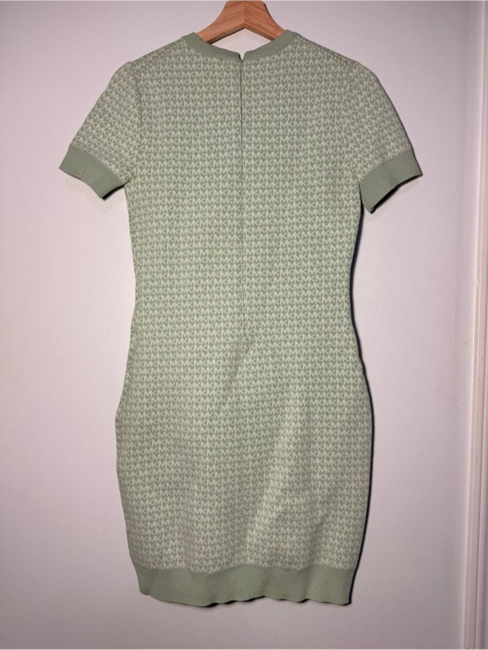 Michael Kors Mint Sage Logo Knit Short-Sleeve Mini Dress size S - Picture 3 of 9
